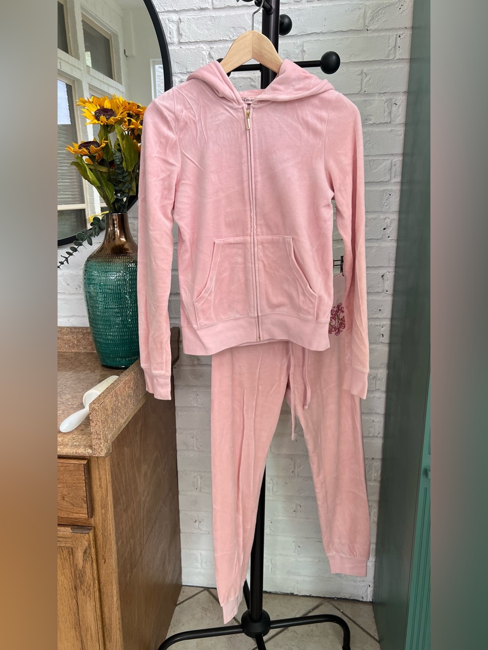 Juicy Couture Pink Velour Hoodie & Joggers Set